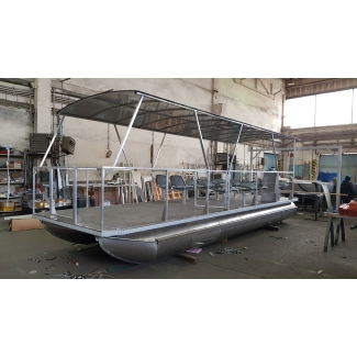 Pontónová hliníková loď Shiptech Schab CAT 8x2,5m dm 630 - katamarán (PONTOON BOAT)